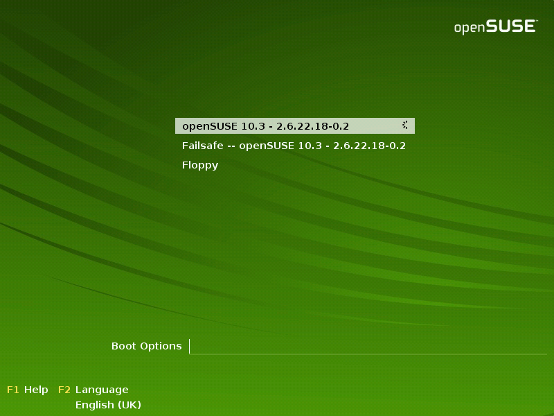 A screen shot of the boot loader