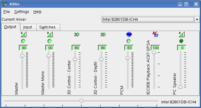 KMix Volume Settings