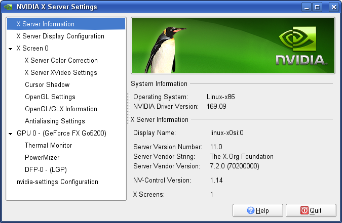 A screen shot of Nvidia Software