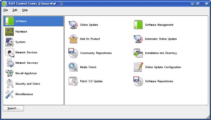 A screen shot of YaST