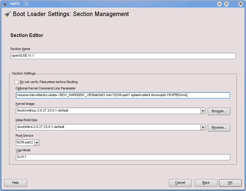 CPU frequency parameter in the boot loader screen shot