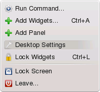 Desktop right-click menu screen shot
