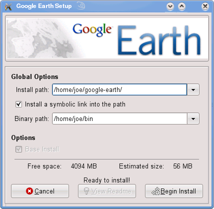 Install Google Earth screen shot